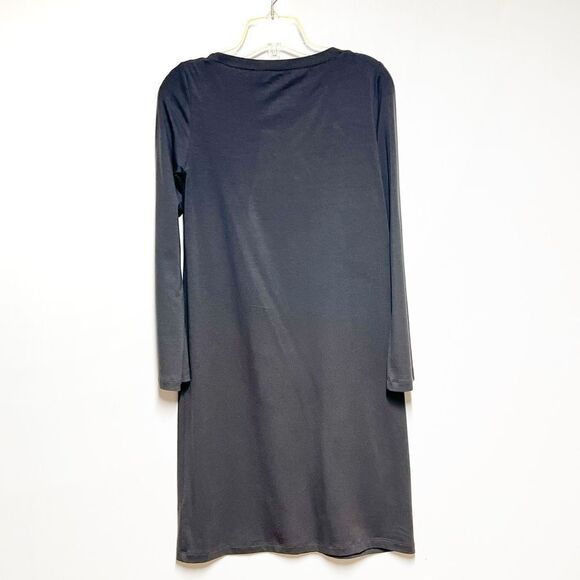 New Eileen Fisher Tencel Jewel Neck MIDI Dress Pewter Sz XXS - Picture 3 of 4